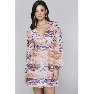 Guess by Marciano Leopard Orange/Purple Techno Lace Trim Dress XS